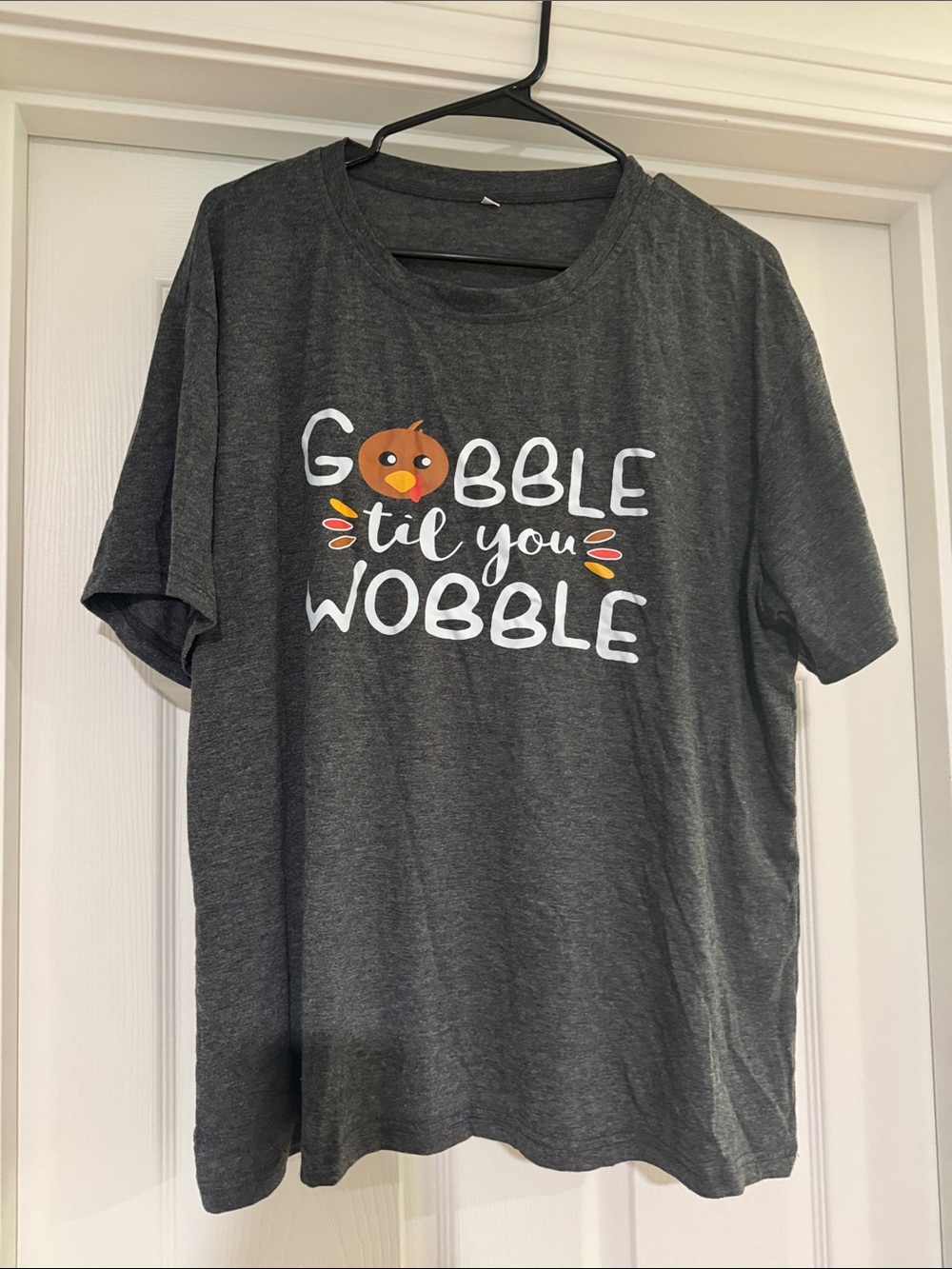 Women's Charcoal Gray 'Gobble Til You Wobble' Short Sleeve Graphic Tee